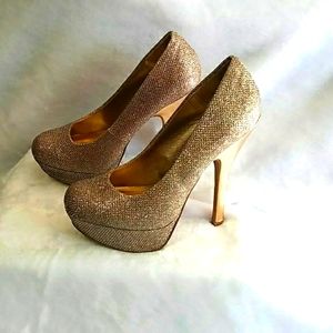 Gold platform heels